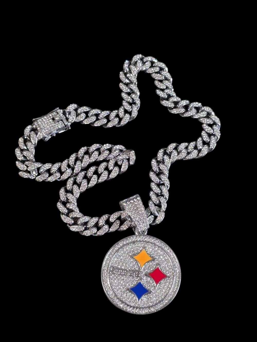 Pittsburgh Steelers Iced Out Pendant & 20" Cuban Link Chain Set